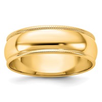 14K Yellow Gold 6mm Lightweight Milgrain Half Round Wedding Band view 1