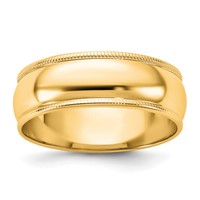 10K 6.5mm Yellow Gold Ltw Milgrain Half Round Band view 1