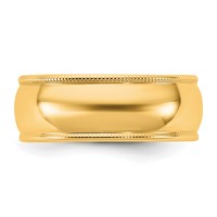 14K 7mm Yellow Gold Ltw Milgrain Half Round Band view 3
