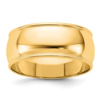 14K 8mm Yellow Gold Ltw Milgrain Half Round Band view 1