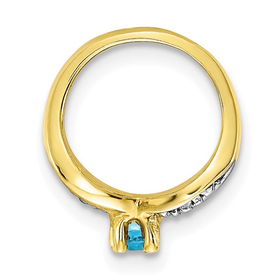 10K Gold and White Rhodium Blue Topaz Ring Pendant