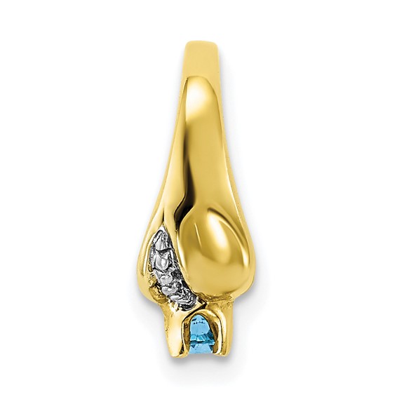 10K Gold and White Rhodium Blue Topaz Ring Pendant