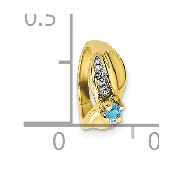 10K Gold and White Rhodium Blue Topaz Ring Pendant