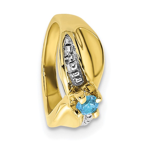 10K Gold and White Rhodium Blue Topaz Ring Pendant
