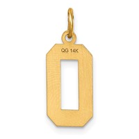 14K Yellow Gold Medium Diamond-cut Number 0 Charm view 3