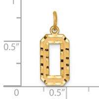 14K Yellow Gold Medium Diamond-cut Number 0 Charm view 4