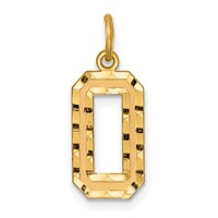 14K Yellow Gold Medium Diamond-cut Number 0 Charm view 1