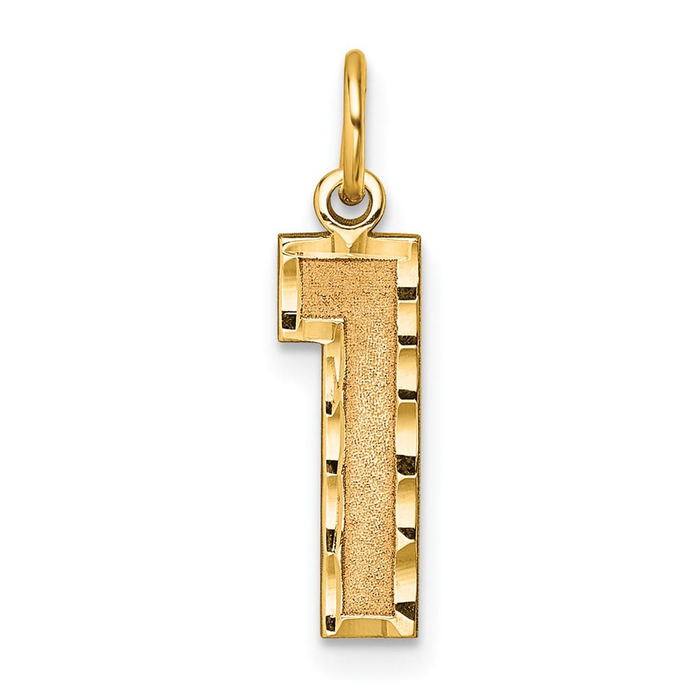 14K Medium Diamond-cut Number 1 Charm