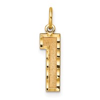 14K Medium Diamond-cut Number 1 Charm view 1