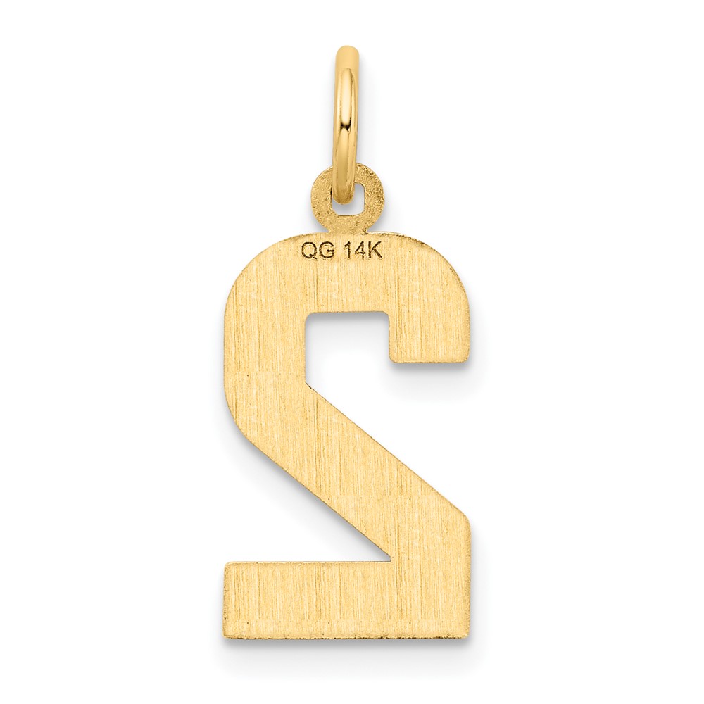 14k Medium Diamond-cut Number 2 Charm (MN02)