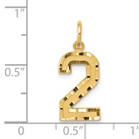 14K Medium Diamond-cut Number 2 Charm view 4