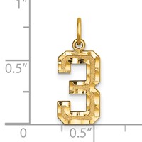 14K Medium Diamond-cut Number 3 Charm view 4