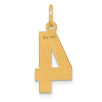 14K Yellow Gold Medium Diamond-cut Number 4 Charm view 3