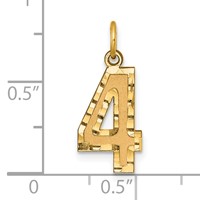 14K Yellow Gold Medium Diamond-cut Number 4 Charm view 4