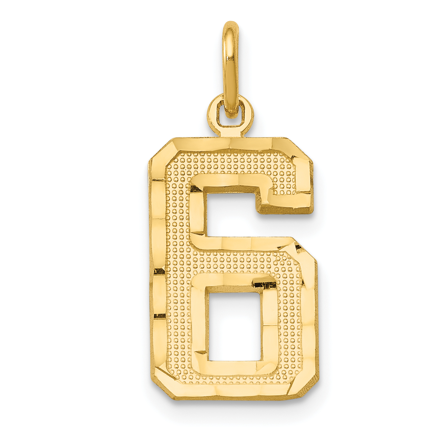 14k Medium Diamond-cut Number 6 Charm (MN06)