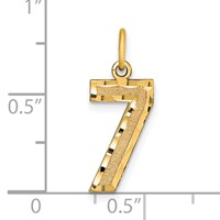 14K Yellow Gold Medium Diamond-cut Number 7 Charm view 4