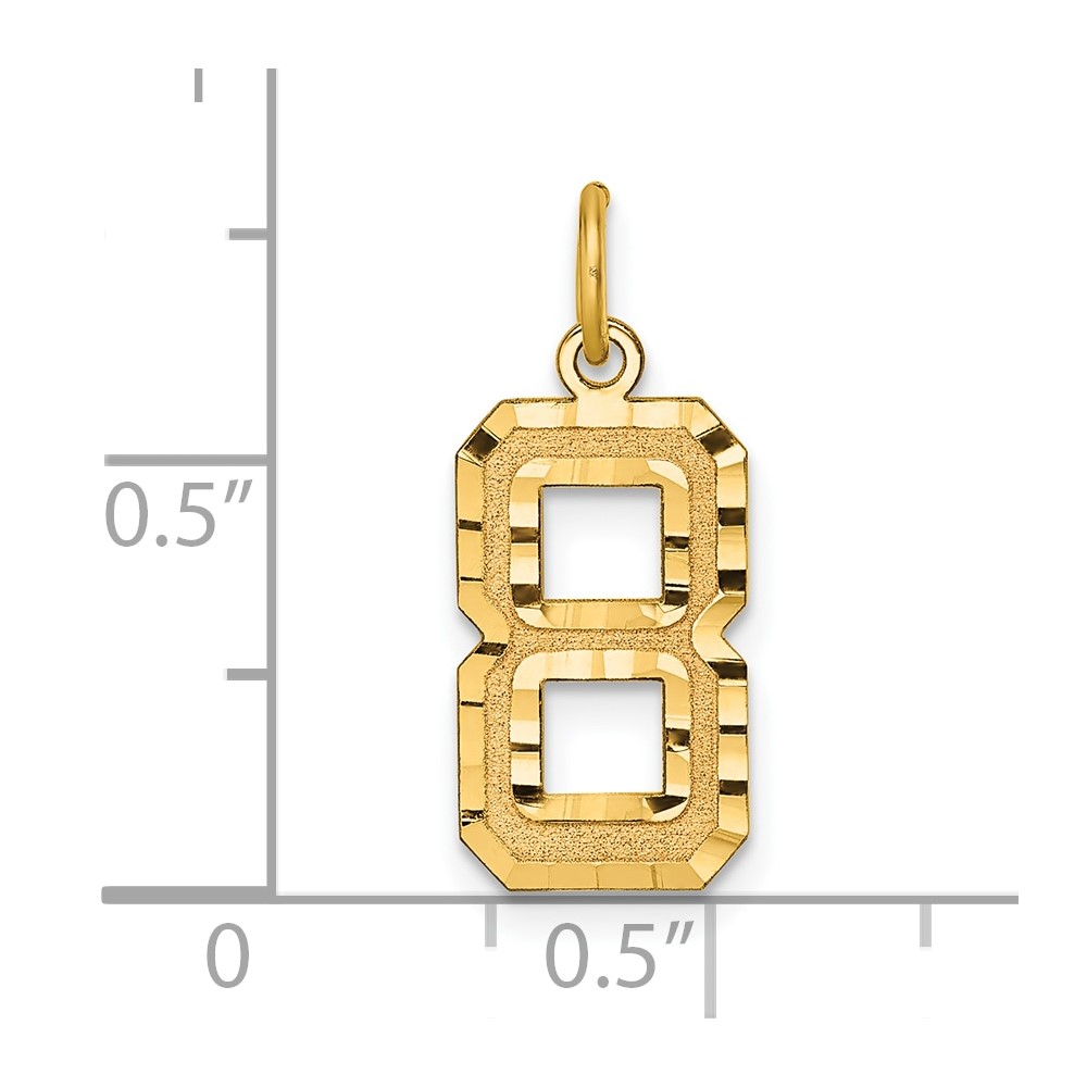 14k Medium Diamond-cut Number 8 Charm (MN08)