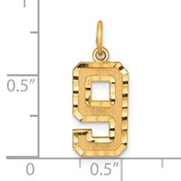 14K Yellow Gold Medium Diamond-cut Number 9 Charm view 4