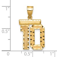 14K Yellow Gold Medium Diamond-cut Number 10 Charm view 2