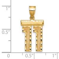 14K Yellow Gold Medium Diamond-cut Number 11 Charm view 2