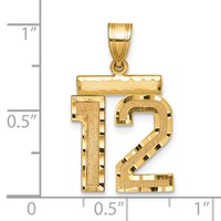 14K Yellow Gold Medium Diamond-cut Number 12 Charm view 2