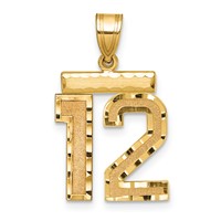 14K Yellow Gold Medium Diamond-cut Number 12 Charm view 1