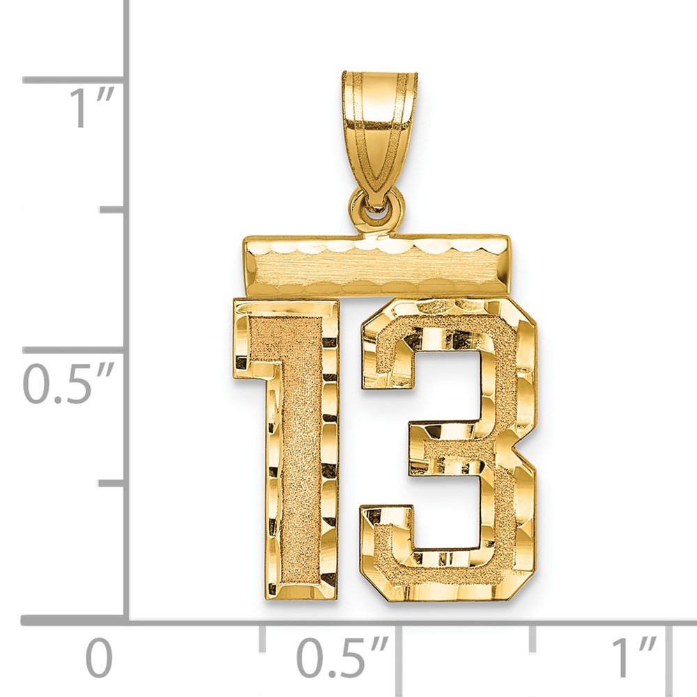 14k Medium Diamond-cut Number 13 Charm (MN13)