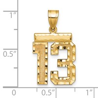 14K Yellow Gold Medium Diamond-cut Number 13 Charm view 3