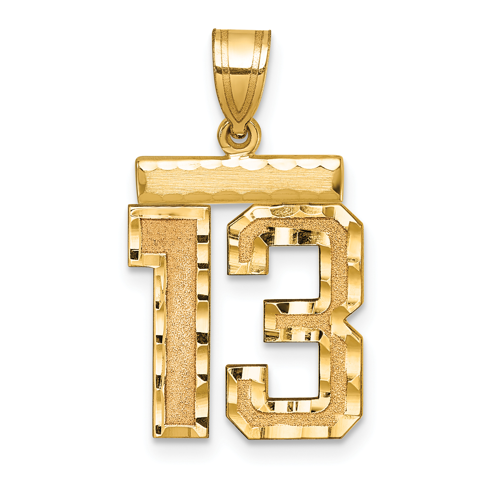 14k Medium Diamond-cut Number 13 Charm (MN13)