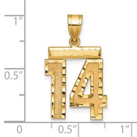 14K Yellow Gold Medium Diamond-cut Number 14 Charm view 2