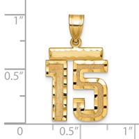 14K Medium Diamond-cut Number 15 Charm view 2