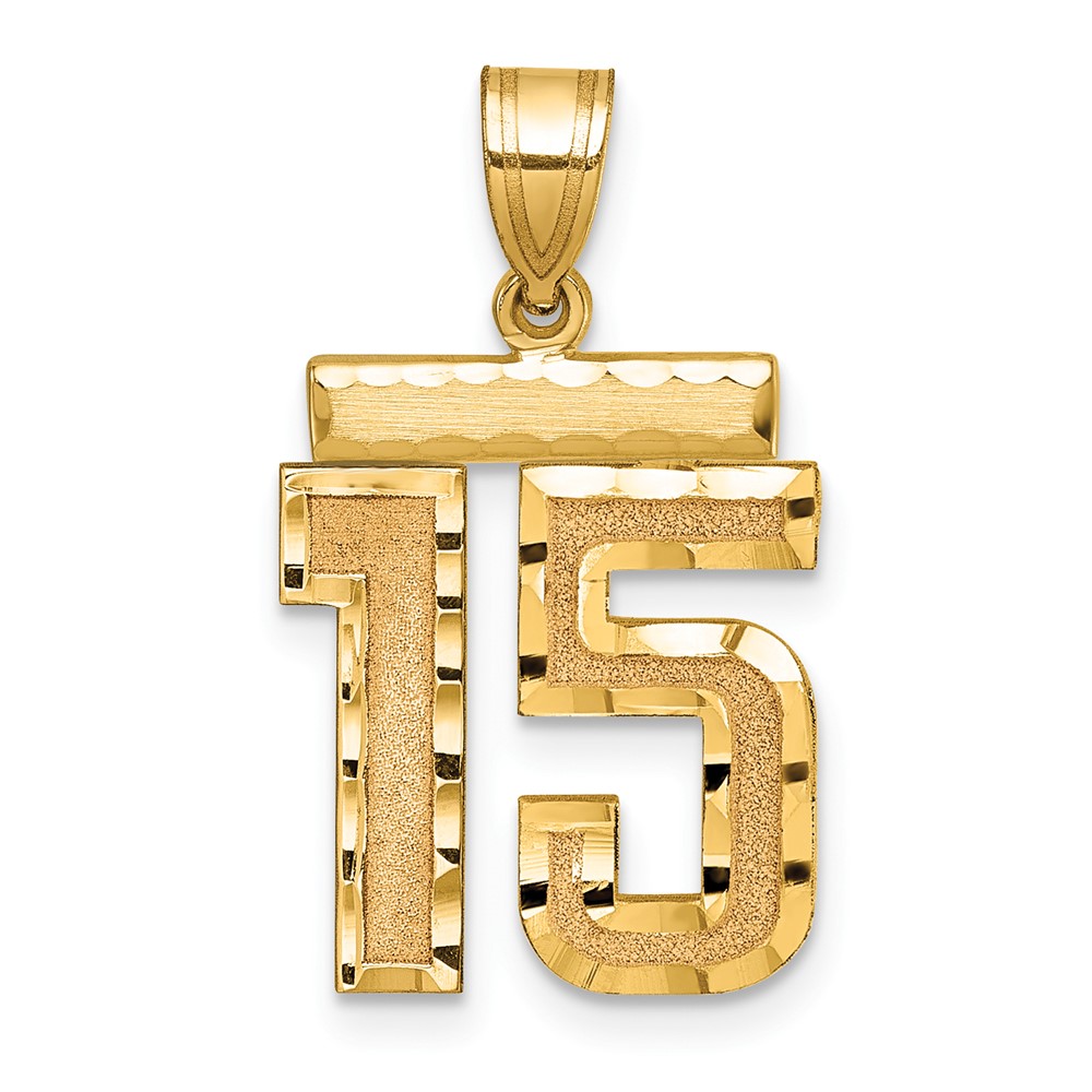 14K Medium Diamond-cut Number 15 Charm