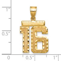 14K Yellow Gold Medium Diamond-cut Number 16 Charm view 2