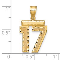 14K Yellow Gold Medium Diamond-cut Number 17 Charm view 2
