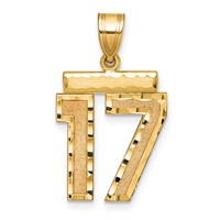 14K Yellow Gold Medium Diamond-cut Number 17 Charm view 1