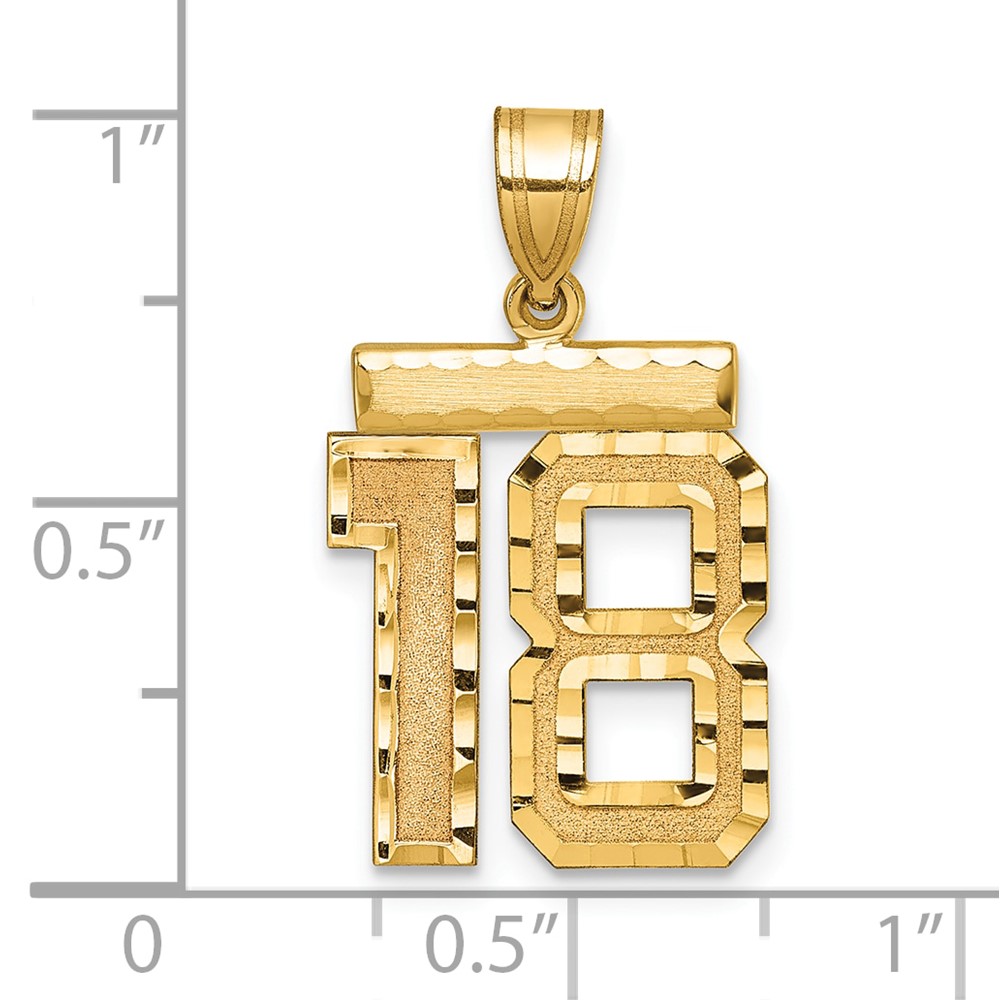 14k Medium Diamond-cut Number 18 Charm (MN18)