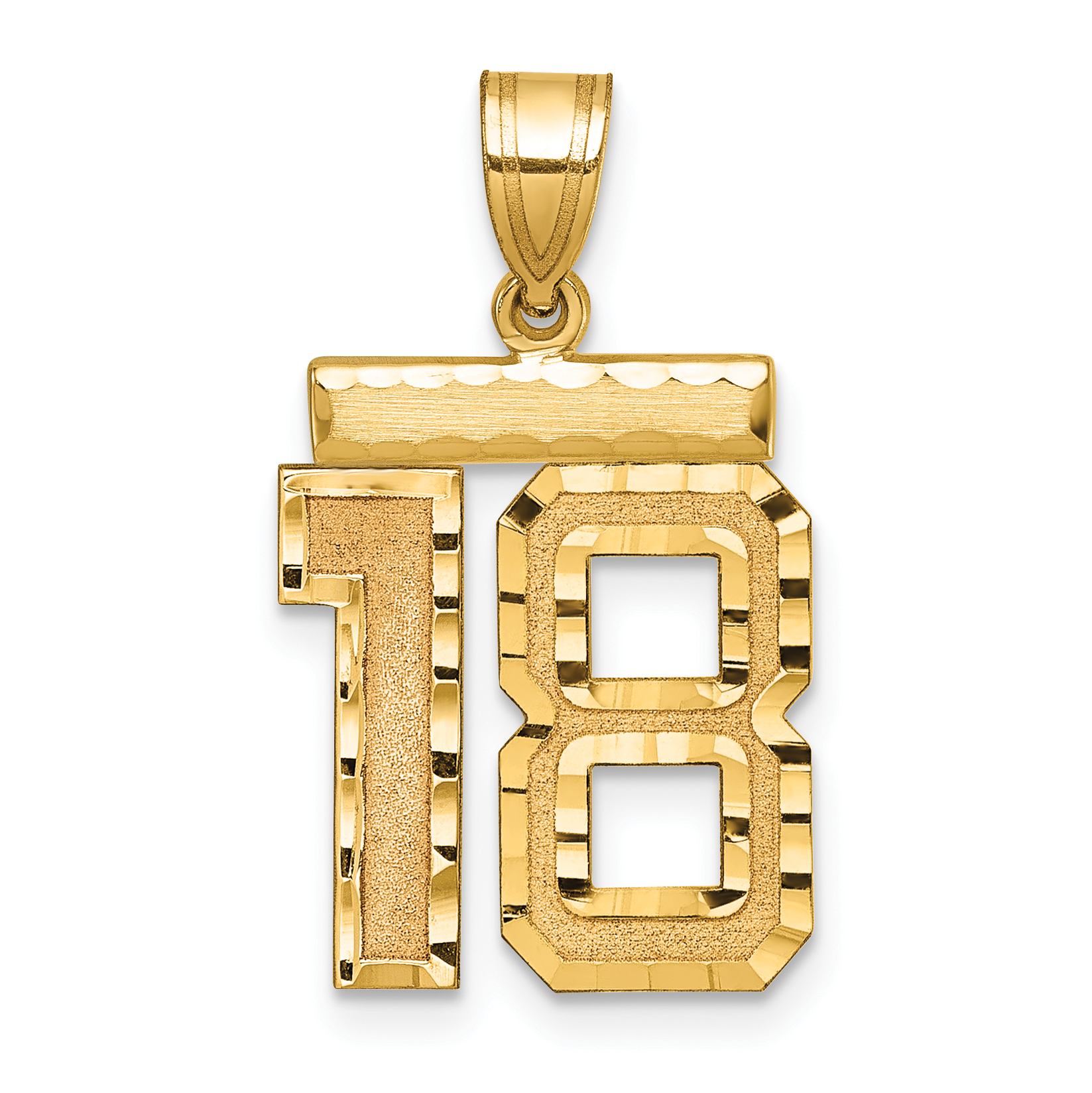14k Medium Diamond-cut Number 18 Charm (MN18)