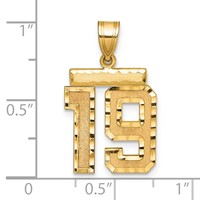 14K Yellow Gold Medium Diamond-cut Number 19 Charm view 2