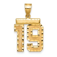 14K Yellow Gold Medium Diamond-cut Number 19 Charm view 1