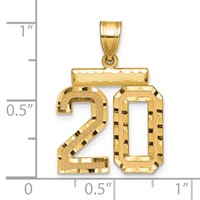 14K Yellow Gold Medium Diamond-cut Number 20 Charm view 2