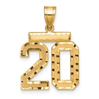 14K Yellow Gold Medium Diamond-cut Number 20 Charm view 1