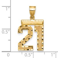 14K Yellow Gold Medium Diamond-cut Number 21 Charm view 2