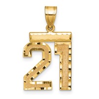14K Yellow Gold Medium Diamond-cut Number 21 Charm view 1