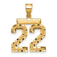 14K Medium Diamond-cut Number 22 Charm view 1