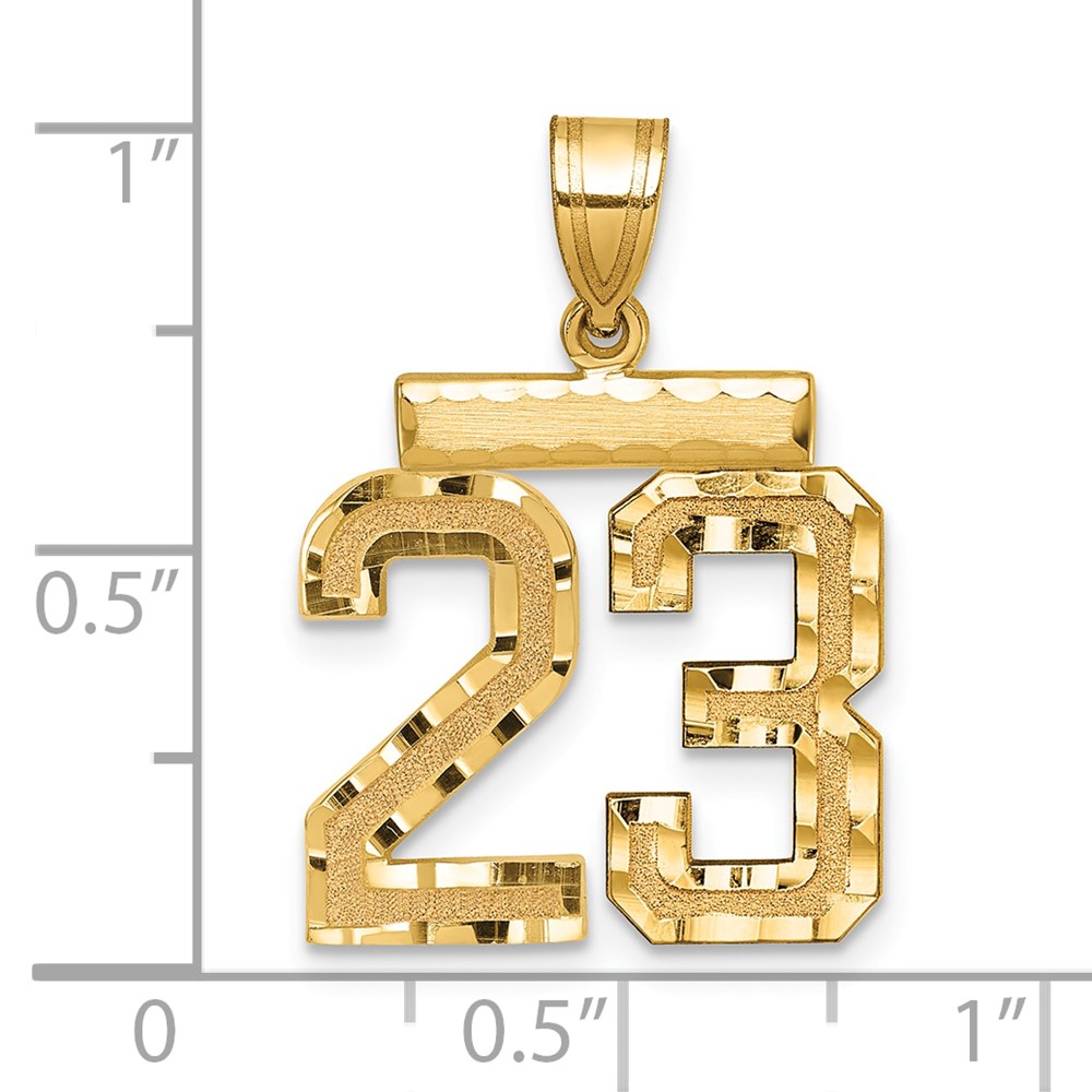 14k Medium Diamond-cut Number 23 Charm (MN23)