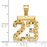14K Yellow Gold Medium Diamond-cut Number 23 Charm view 2