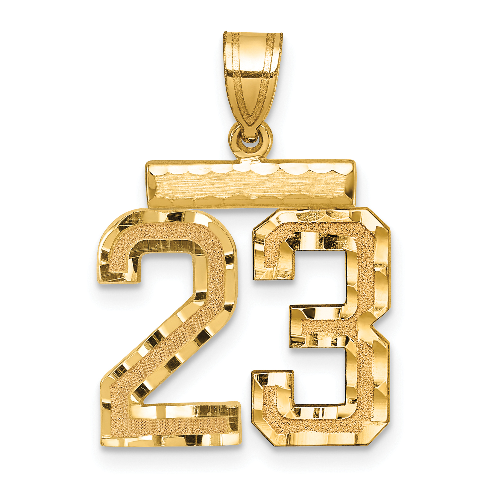 14k Medium Diamond-cut Number 23 Charm (MN23)