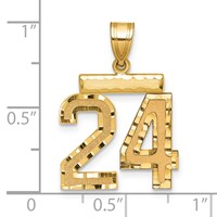 14K Yellow Gold Medium Diamond-cut Number 24 Charm view 2
