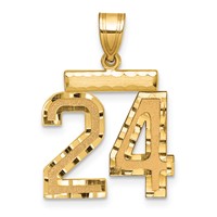 14K Yellow Gold Medium Diamond-cut Number 24 Charm view 1