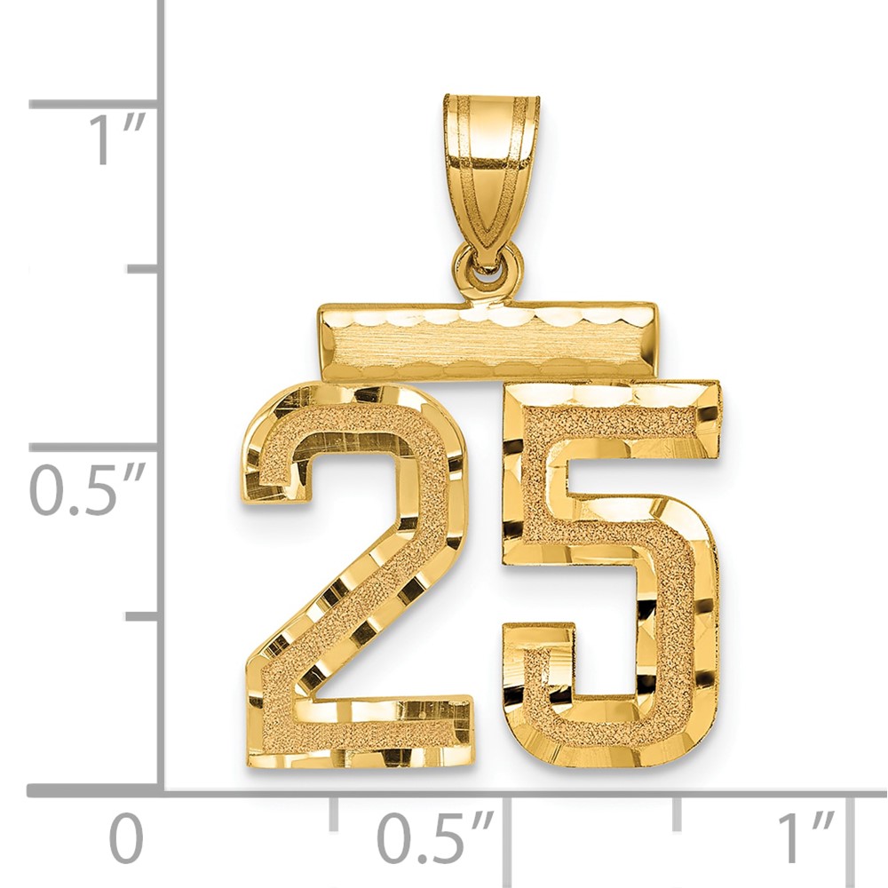 14k Medium Diamond-cut Number 25 Charm (MN25)